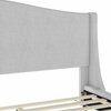 Martha Stewart Amelia King Upholstered Platform Bed w/Curved Headboard and Cushioned Siderails, Wood Slat, Gray TW-3WDB02-K-GY-MS